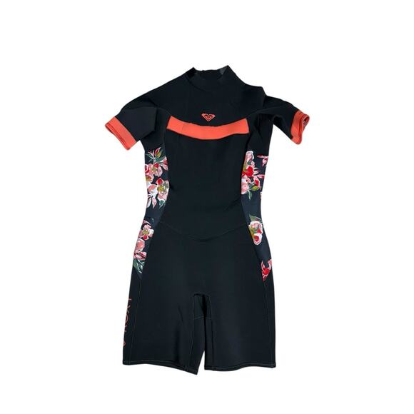 Roxy Womens 2/2 Syncro Back Zip Short Sleeve Springsuit Size 14 Black Pink - Picture 2 of 8